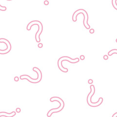 Obraz premium Seamless pattern with pink outline question marks