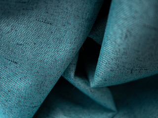 Turquoise Curtain Folded and Crumpled