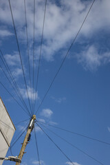 Wires. Pole. Connectivity. Connection. Contact. Harwich England Essex.UK. Great Brittain.. Coast.