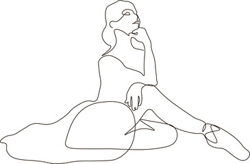 Ballet dancer in continuous line art drawing style. Ballerina black line sketch on white background. illustration