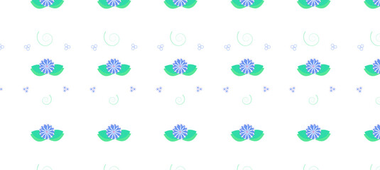 Seamless print with flowers, colored flowers, print with flowers, spring print, spring, summer, warmth, purple, green, blue