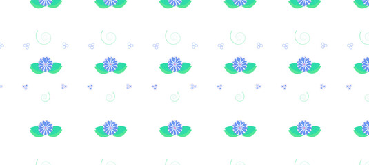 Seamless print with flowers, colored flowers, print with flowers, spring print, spring, summer, warmth, purple, green, blue