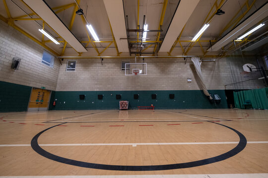 Empty Indoor Basketball Court