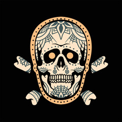 muerte skull tattoo vector design