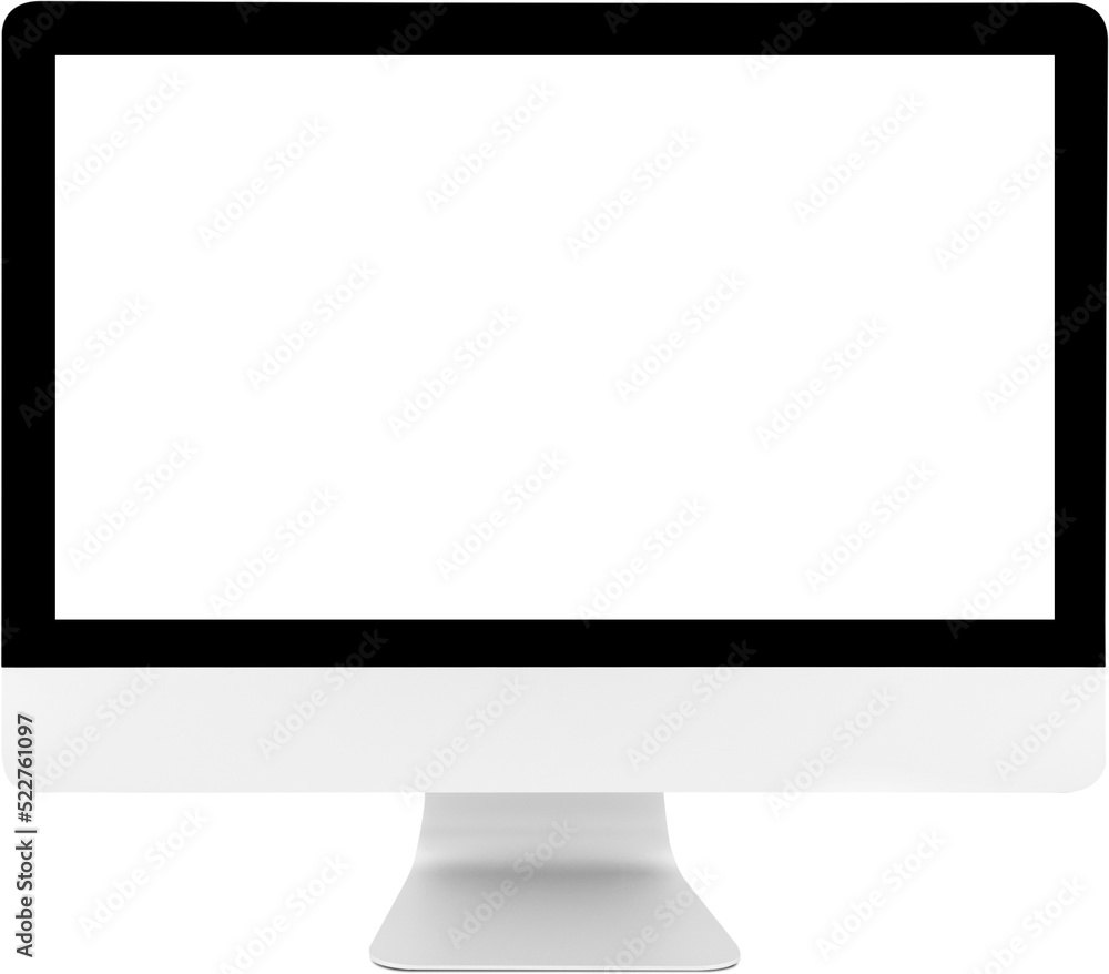 Poster desktop computer modern style with simplicity blank screen isolated png transparent file, monitor wi