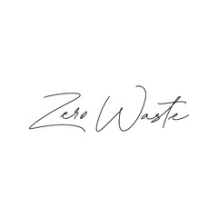 Zero Waste handwritten lettering text title sign. Modern calligraphy inscription for posters, banners, web design, cards. Motivational quote eco friendly lifestyle. Isolated vector illustration