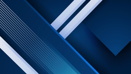 Fototapeta premium Blue and white geometric shapes abstract background geometry shine and layer element vector for presentation design. Suit for business, corporate, institution, party, festive, seminar, and talks.