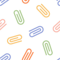 Seamless pattern with colorful paper clips.