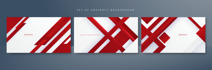 Abstract red and white geometric shapes background. Vector abstract graphic design banner pattern presentation background web template.