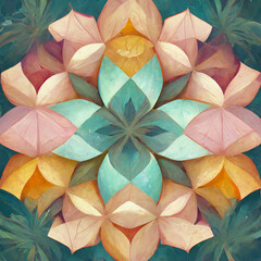 Obraz na płótnie Canvas Abstract summer flower pastel kaleidoscope background