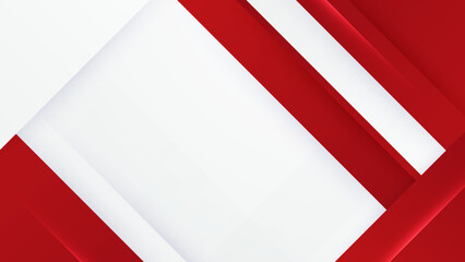 Abstract red and white geometric shapes background. Vector abstract graphic design banner pattern presentation background web template.