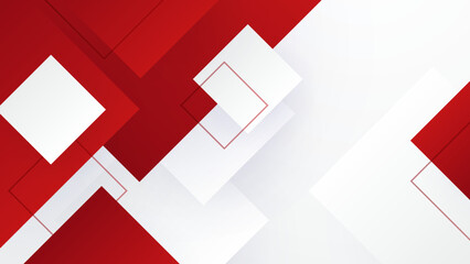 Abstract red and white geometric shapes background. Vector abstract graphic design banner pattern presentation background web template.