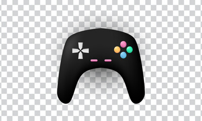 unique black joystick gamepad game console controller 3d icon design isolated on transparant background.Trendy and modern vector in 3d style.