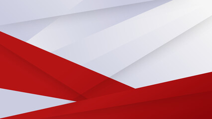Modern red and white geometric shapes abstract background geometry shine and layer element vector for presentation design. Suit for business, corporate, institution, party, festive, seminar, and talks