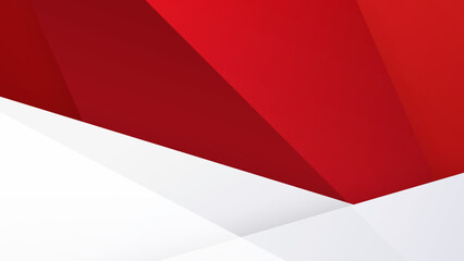 Modern red and white geometric shapes abstract background geometry shine and layer element vector for presentation design. Suit for business, corporate, institution, party, festive, seminar, and talks