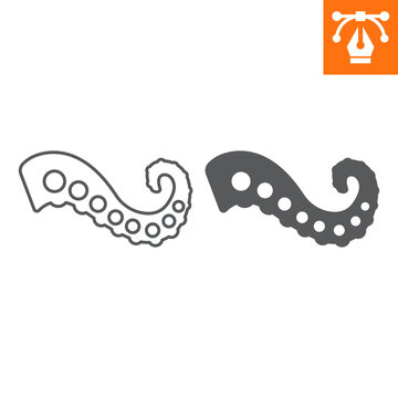 Octopus tentacle line and solid icon , outline style icon for web site or mobile app, food and saefood, tentacles vector icon, simple vector illustration, vector graphics with editable strokes.