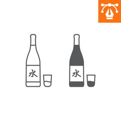 Sake line and solid icon , outline style icon for web site or mobile app, alcohol and drink , soju vector icon, simple vector illustration, vector graphics with editable strokes.