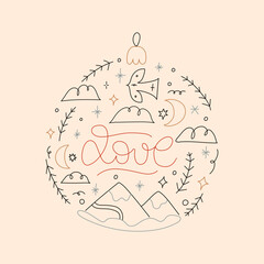 love lettering art. christmas vector doodle illustration