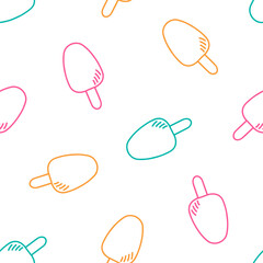 Seamless pattern with colorful outline icecream