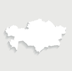 Simple white Kazakhstan map on gray background, vector