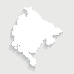 Simple white Montenegro map on gray background, vector