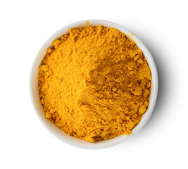 Turmeric powder in a bowl on transparent png