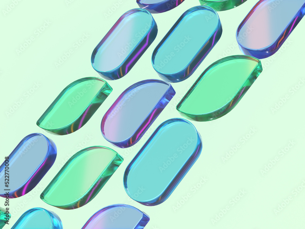 Aufkleber 3d rendered illustration of transparent objects. composition with glass elements. visualization for 