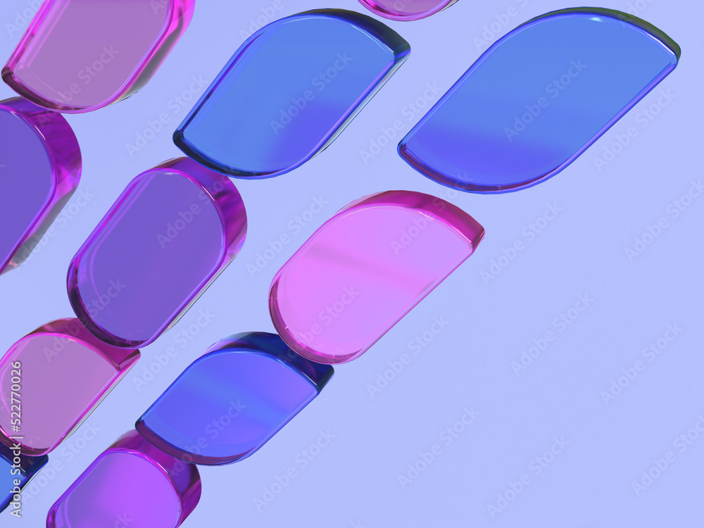 Aufkleber 3d rendered illustration of transparent objects. composition with glass elements. visualization for 