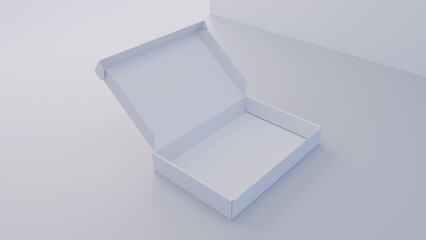 white product box mockup, mailing box template, opened box