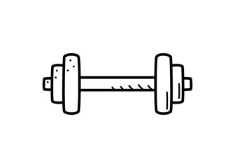 Dumbbell doodle background, sports equipment, vector illustration.