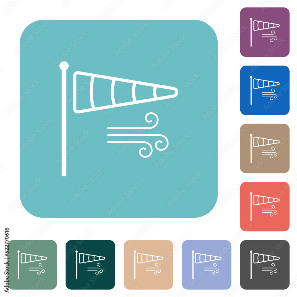 Aufkleber windsock indicator with wind outline rounded square flat icons