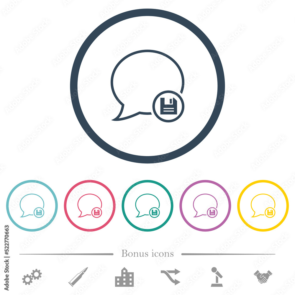 Poster save message outline flat color icons in round outlines