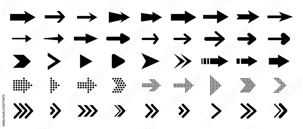 Wall mural arrows set icons. arrow vector collection. arrow. cursor. modern simple arrows.