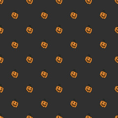 Seamless halloween pumpkin pattern. Halloween background with scary pumpkin