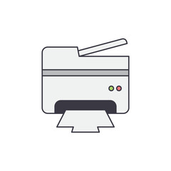 copier, fax, print, and scanner in a printer icon in color, isolated on white background 