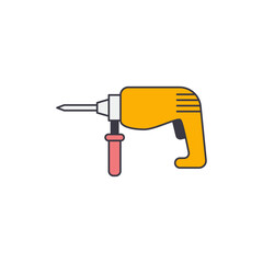 Electric hammer drilling machine icon in color, isolated on white background 