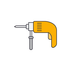 Electric hammer drilling machine icon in color, isolated on white background 