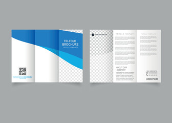 Blue corporate trifold brochure for business. Flyer for printing.