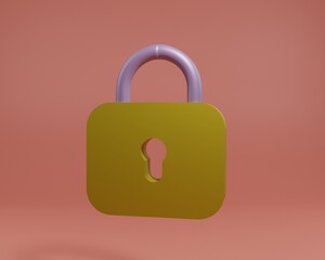 Padlock 3d rendering lock concept security icon
