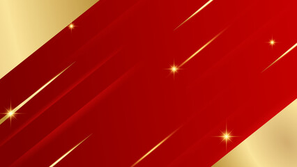 Golden light rings on red background