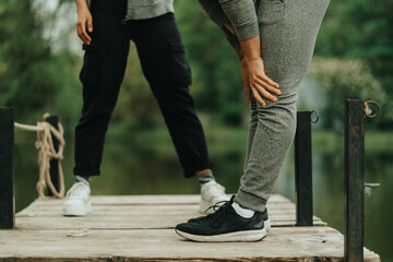 Close up of couple taking a break