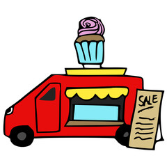 illustration of food truck cake