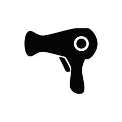blowdryer, hair dryer icon in black flat glyph, filled style isolated on white background