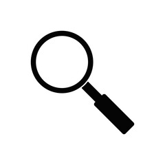 magnifying glass, search icon in black flat glyph, filled style isolated on white background