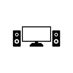 speakers and television, tv set icon in black flat glyph, filled style isolated on white background
