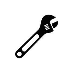 Adjustable Wrench icon in black flat glyph, filled style isolated on white background