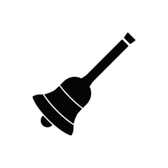 Bell school icon in black flat glyph, filled style isolated on white background
