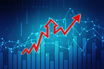 3d rendering business graph and documents. Stock market chart. Business graph background, Financial Background