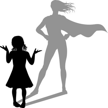 recommend clip art: Superhero Child Kid With Super Hero Shadow