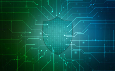 Protect and Security concept. Digital Shield on abstract technology background, Cyber security and information or network protection. Future technology web services for business and internet project